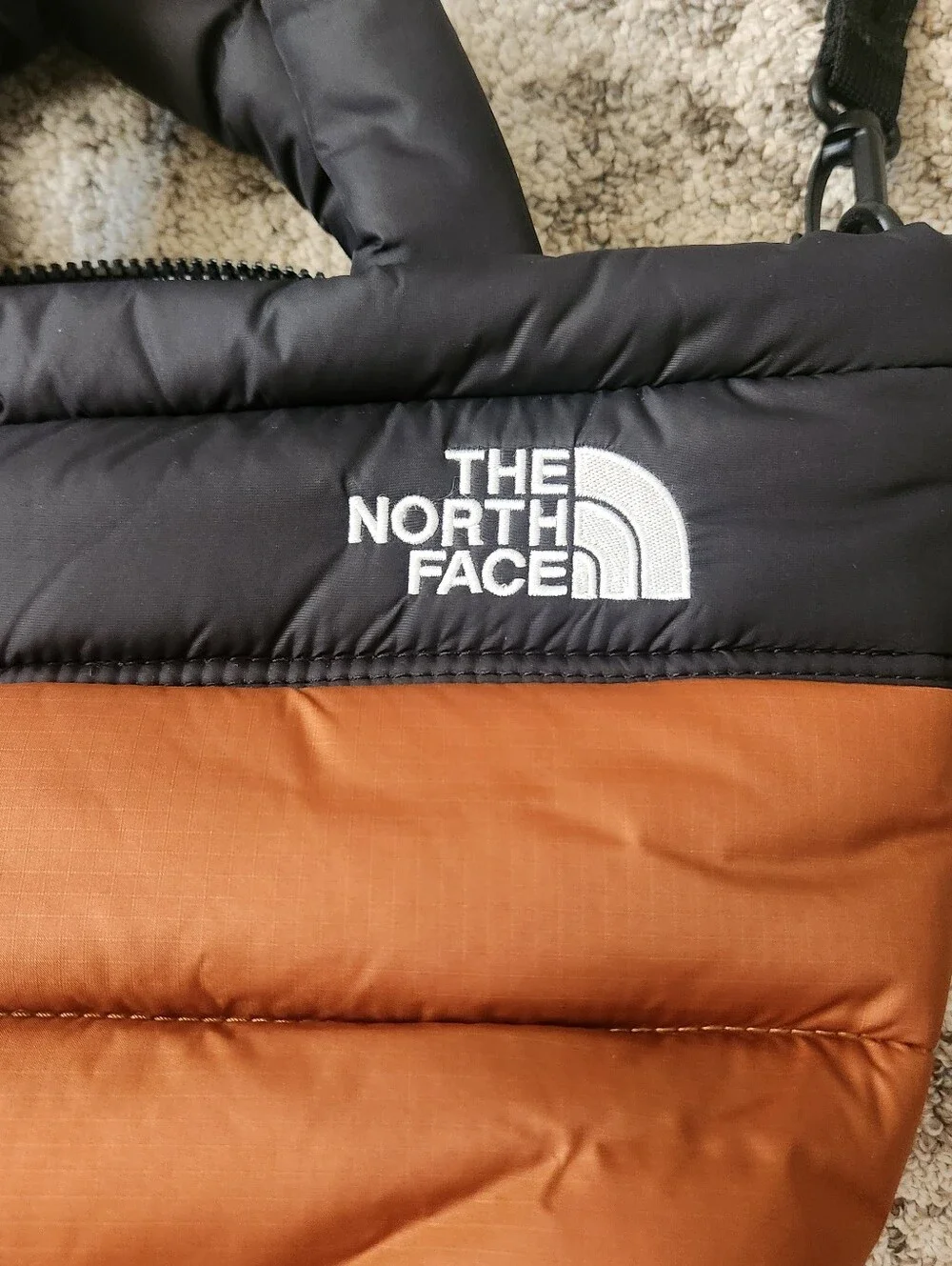 The North Face NUPTSE Brown & Black Puffer Messenger Crossbody